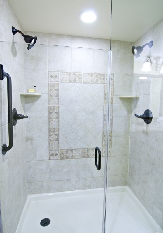 Contemporary Shower with Black Fixtures